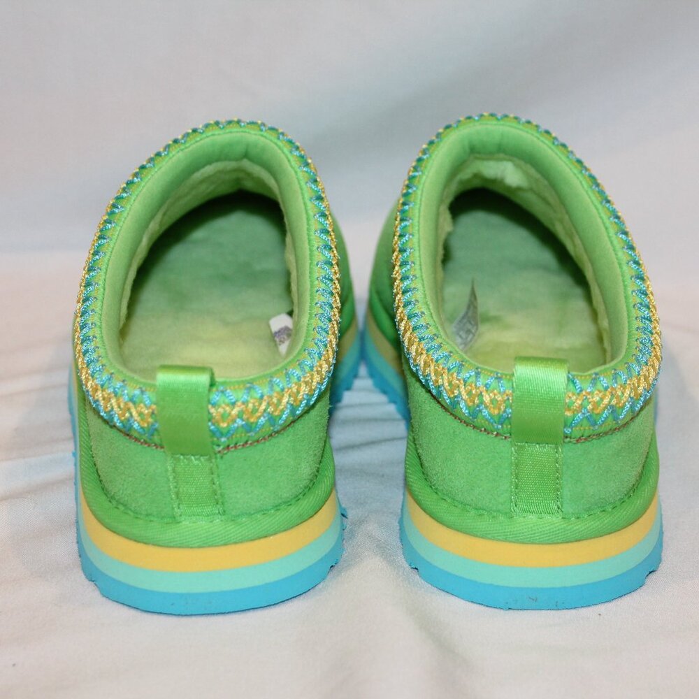 UGG YOUTH 4 WOMEN'S 6 TAZZ SUEDE SHEARLING LINED SLIPPERS GREEN BLUE - Picture 5 of 9